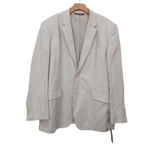 Cubavera Habana Night Sports Blazer Mens 44R Beige Two Button Linen Rayon